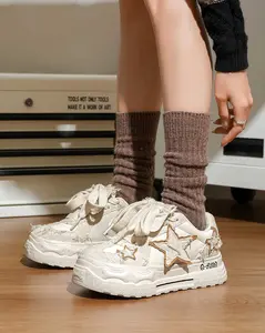 Q-AND 2025 New Star Bread Shoes Women's Casual Board Shoes Student Couple White Sneakers Girl Footwear