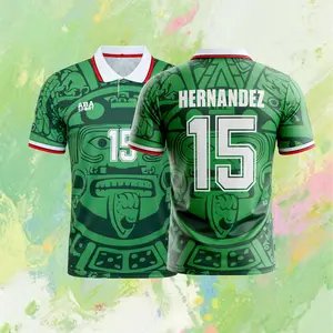15# Hernandez 1998  Mexico Home Short Sleeve Retro Soccer Jersey Green
