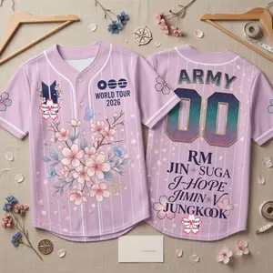 Kpop Group Bangtan-Camo Style Jersey, Custom Bangtan Boys Members Baseball Jersey For Army, Bangtan World Tour 2026 Merch Top, Bangtan Comeback 2026 Sports Vest