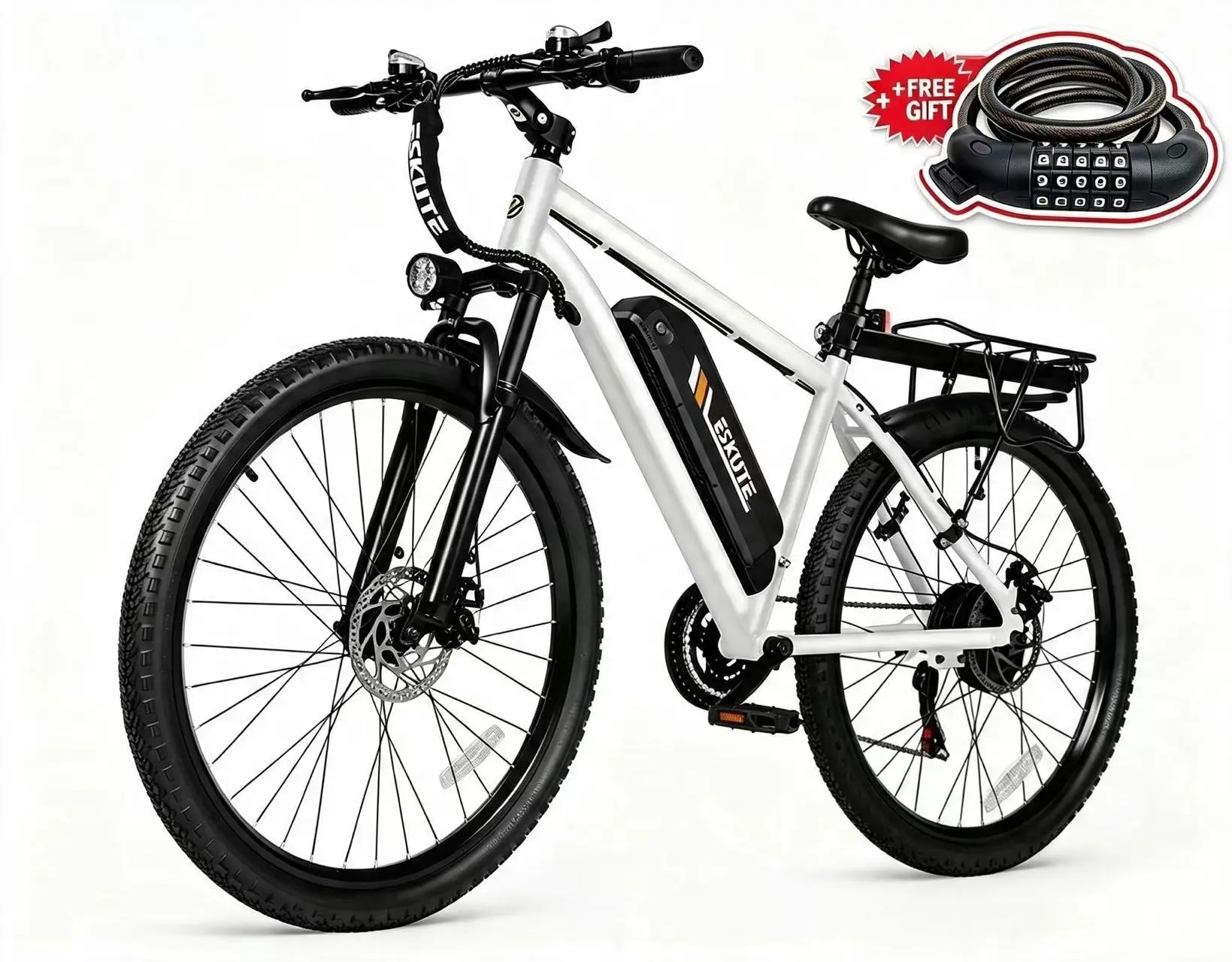 ESKUTE M200 Plus Adult Electric Mountain Bike, 1200W Peak Motor, 48V 13AH Battery, 27.5" Fat Tires, 28MPH Top Speed, Dual Suspension, 21-Speed, LCD Display, NFC Smart Unlock for Off-Road & Daily Commuting