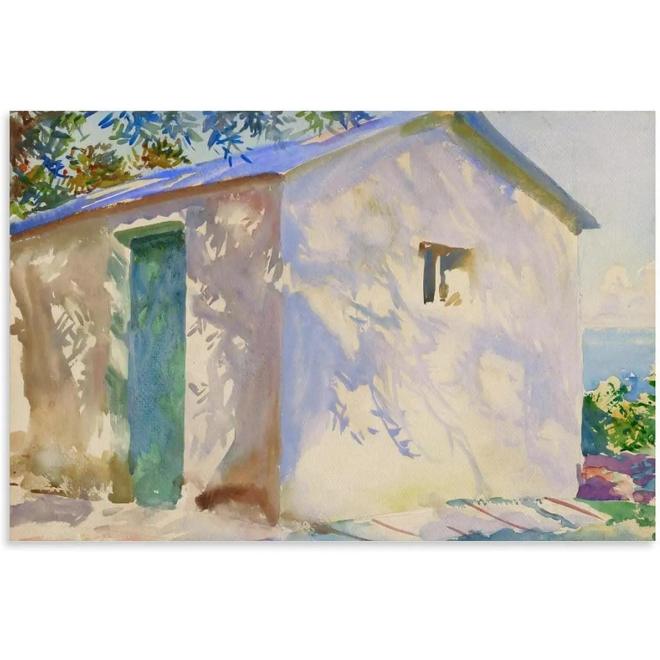 Cottage And Shadow Wall Art John Singer Sargent's 1909 Impressionist 'Corfu Lights And Shadows' Poster Prints Room Aesthetic Print Art Wall Painting Canvas Gifts Modern Bedroom Decor