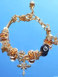 Women's Leopard Print Star Pendant Bracelet, Rhinestone Snake Bone Chain, Gothic Punk Style Party Daily Wear Jewelry