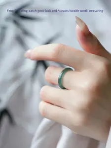 Jade Ring, New Traditional Jade Ring, Lucky Energy Feng Shui Ring, Attracts Wealth and Happiness, Perfect Gift for Women and Girls, Jewelry, Emerald