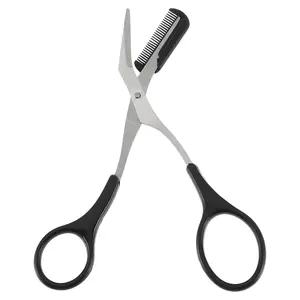 VOCOSTE Eyebrow Trimmer Scissors, Eyebrow Scissors with Comb, Stainless Steel Eyebrow Comb Scissors, Eyebrow Trimmer for Beginners and Women, for Trimming and Shaping Eyebrows, Black