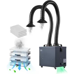 VEVOR Soldering Fume Extractor with Dual Hoses, 275W Brushless Solder Smoke Absorber with 4-Stage Filters & 10 Speeds, 380m³/h Strong Suction Smoke Purifier for Soldering, Laser Engraving, DIY Welding