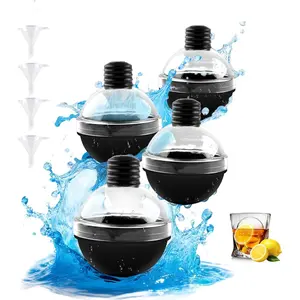 Round  Mold - Set of 4 Large Ice Ball Maker Mold For  ,     Molds With Lid