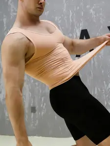 1 Count Men's Sleeveless Compression Base Layer Shirt, Stylish Boyfriend Style Body Contouring Top, Firm Support Chest & Abdomen Smoothing Design Vest, Breathable Soft Slim Fit Casual Tee, Perfect for Sports & Training & Daily Casual Wear