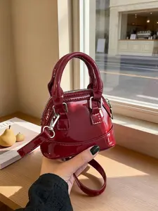 Women's PU Crossbody Shoulder Bag, Casual All-Season Design, Random Print Pattern, Perfect for Travel & Daily Use