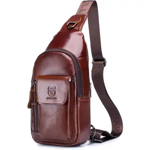 Leather Sling Bag Backpack for Men Crossbody  Chest Day Pack Backpacks