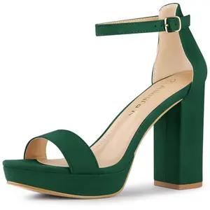 BLISSFUL STEP Open Toe Platform Block Heel Ankle Strap Sandals