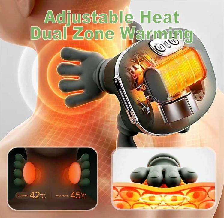 Bionic Heating Massager, Portable Acupressure Neck and Back Massager, Electric Deep Tissue 4D Kneading Massage, Designed to Mimic Human Hands for Pain Relief and Muscle Relaxation (Green)