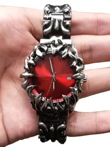 Men's Quartz Watch, Quartz Analog Watch, Fashion Round Case, Alloy Body, Calendar Function, Non-Rechargeable Battery, Luminous Feature, Punk Style, Fashionable Watches