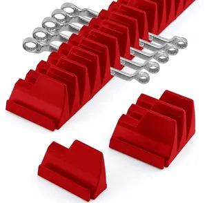 40PCS Red Magnetic Wrench Organizer Heavy Duty Modular Tool Holder with SAE & Metric Labels for Tool Drawer, Toolbox, Garage, Workshop and Wall Mount Storage,  Multi-Purpose Set