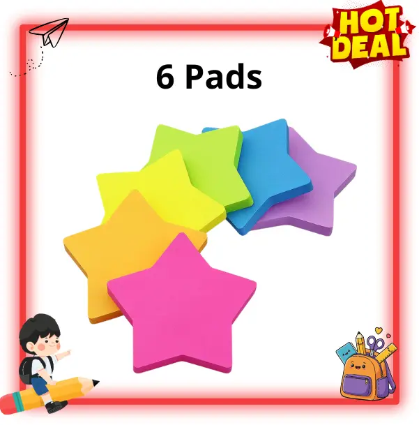 450 Sheets Star Shape Sticky Notes, 3x3 Inch Colorful Memo Pads, Cute Self-Stick Notes, Back to School Supplies for Students & Teachers