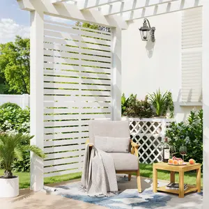 6FT Outdoor Metal Privacy Screen, Decorative Privacy Fences Panel 72" H x 47" W with Stable Stand, Freestanding Panels/Room Divider, Weather-Resistant, for Garden Patio Balcony