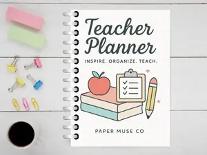 Paper Muse Co Teacher Planner Essential Tool for Educators Weekly Monthly Planning Sections for Assignment Meetings & Lesson Plans Simple Practical Design English Language