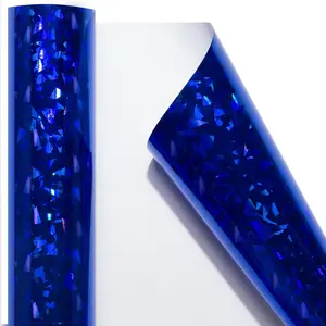 Mini Holographic Wrapping Paper Roll-46.8sqft(17inch*32.8ft) Navy Blue Fleck for Christmas, Birthday, Wedding, Baby Shower, Bridal Shower, Graduate Party, Hanukkah, Valentine's Day