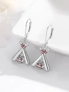 Zinc Alloy Baseball Pendant Earrings, Fashion Baseball Shape Ring Earrings, Sports Ball Pendant, Astronaut Accessory, Jewelry Gift for Women and Moms
