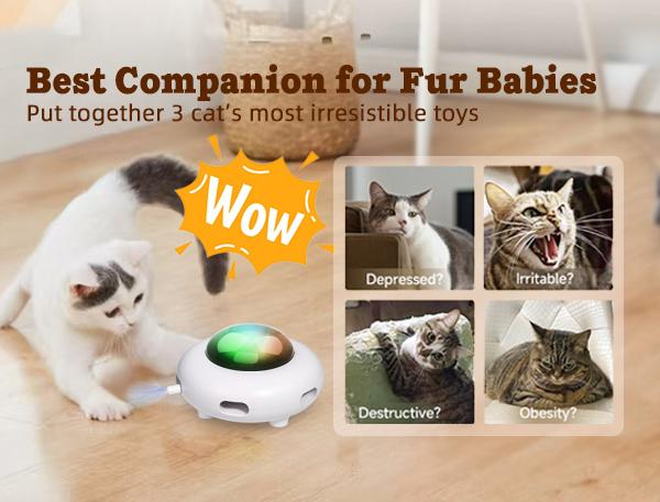 "Interactive Cat Toys for Indoor Cats,Replaceable and durable accessor,USB Rechargeable,White,Entertainment with 6pcs Feathers -UFO" "Interactive Cat Toys for Indoor Cats,Replaceable and durable accessor,USB Rechargeable,White,Entertainment with 6pcs Feathers -UFO"