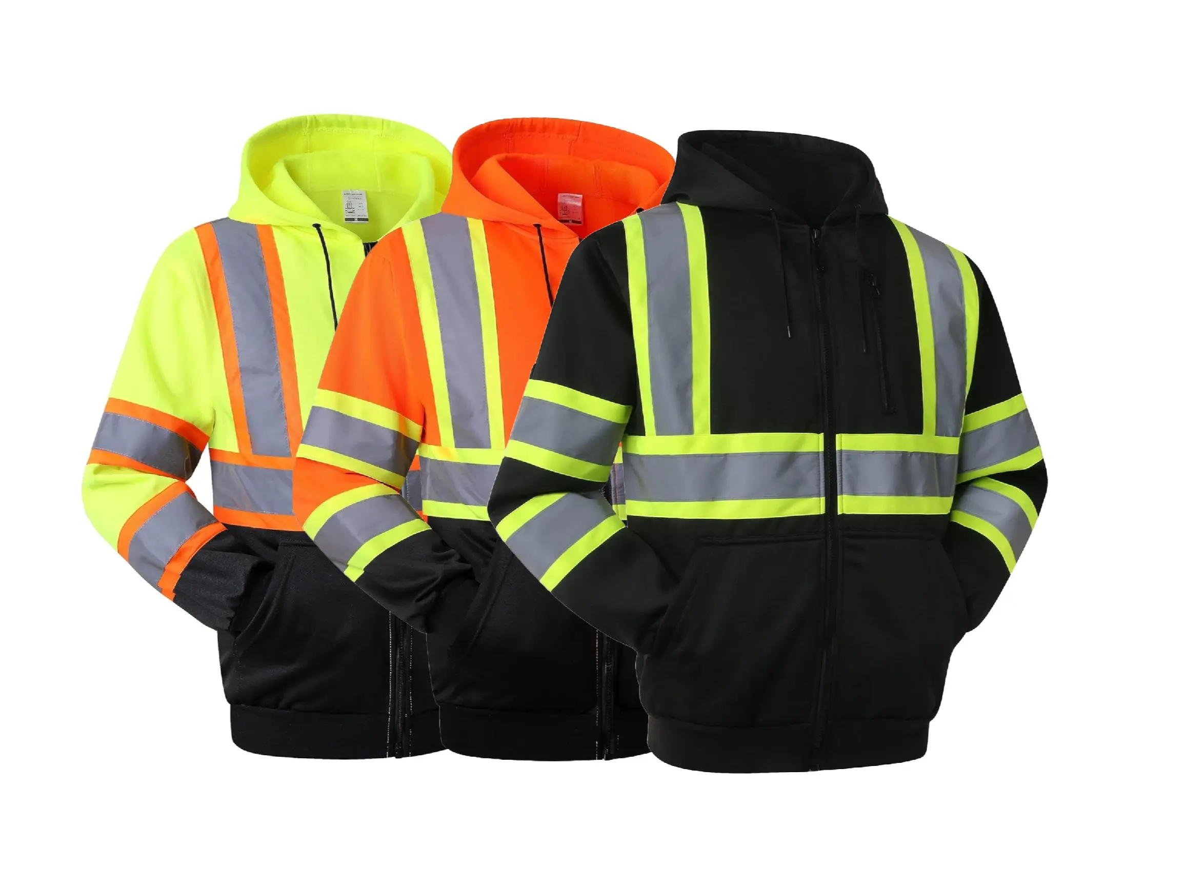 Men’s High Viz Class 3 Sherpa-Lined Hooded Zip Sweatshirt Work Jacket