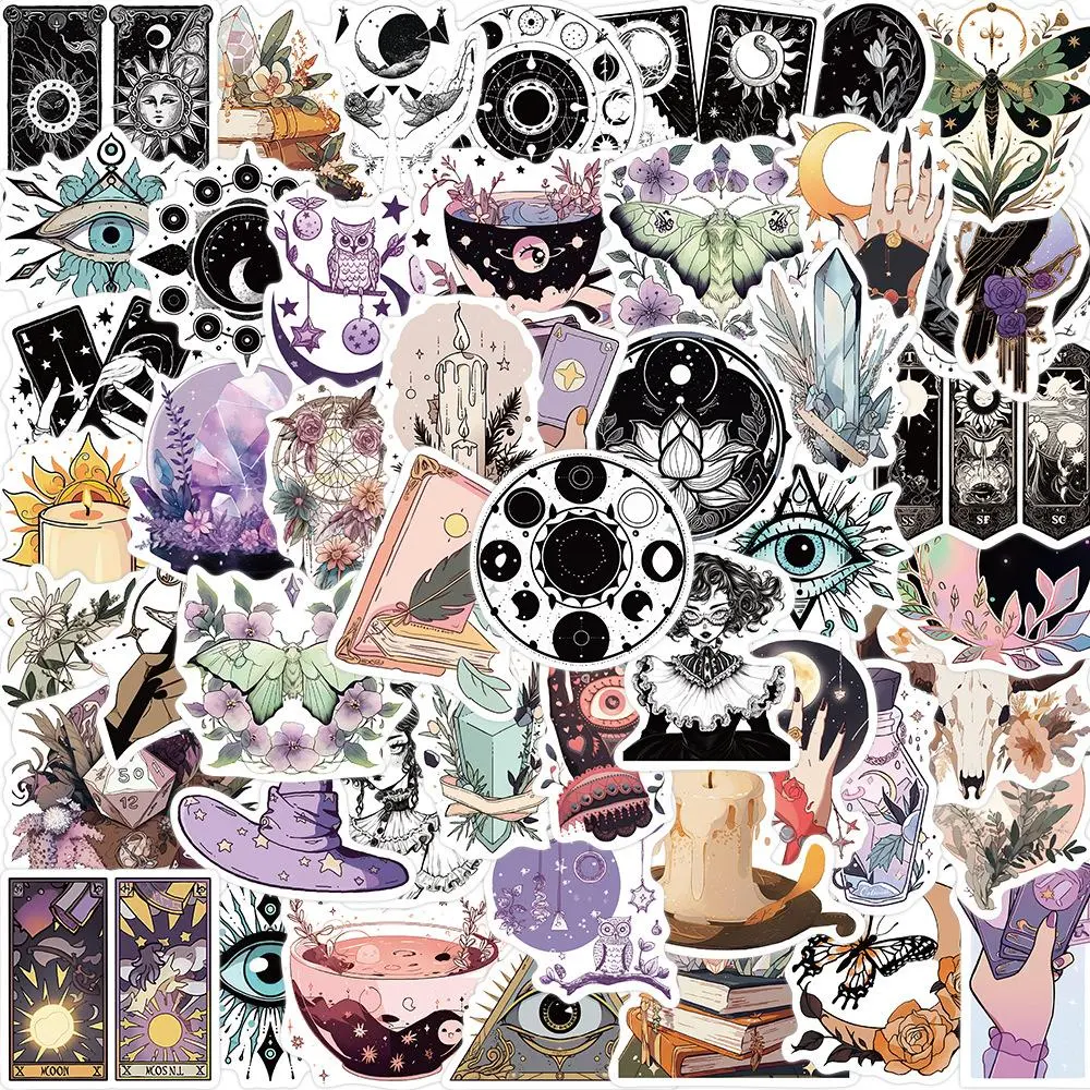 50pcs Original Magic Witch Series Stickers, DIY Art Stickers, Waterproof Decorative Stickers For Water Bottles, Laptop, Suitcase, Skateboard & Bike, Sticker Haul, Handmade Crafts, Ornaments, Halloween, Decal Sticker