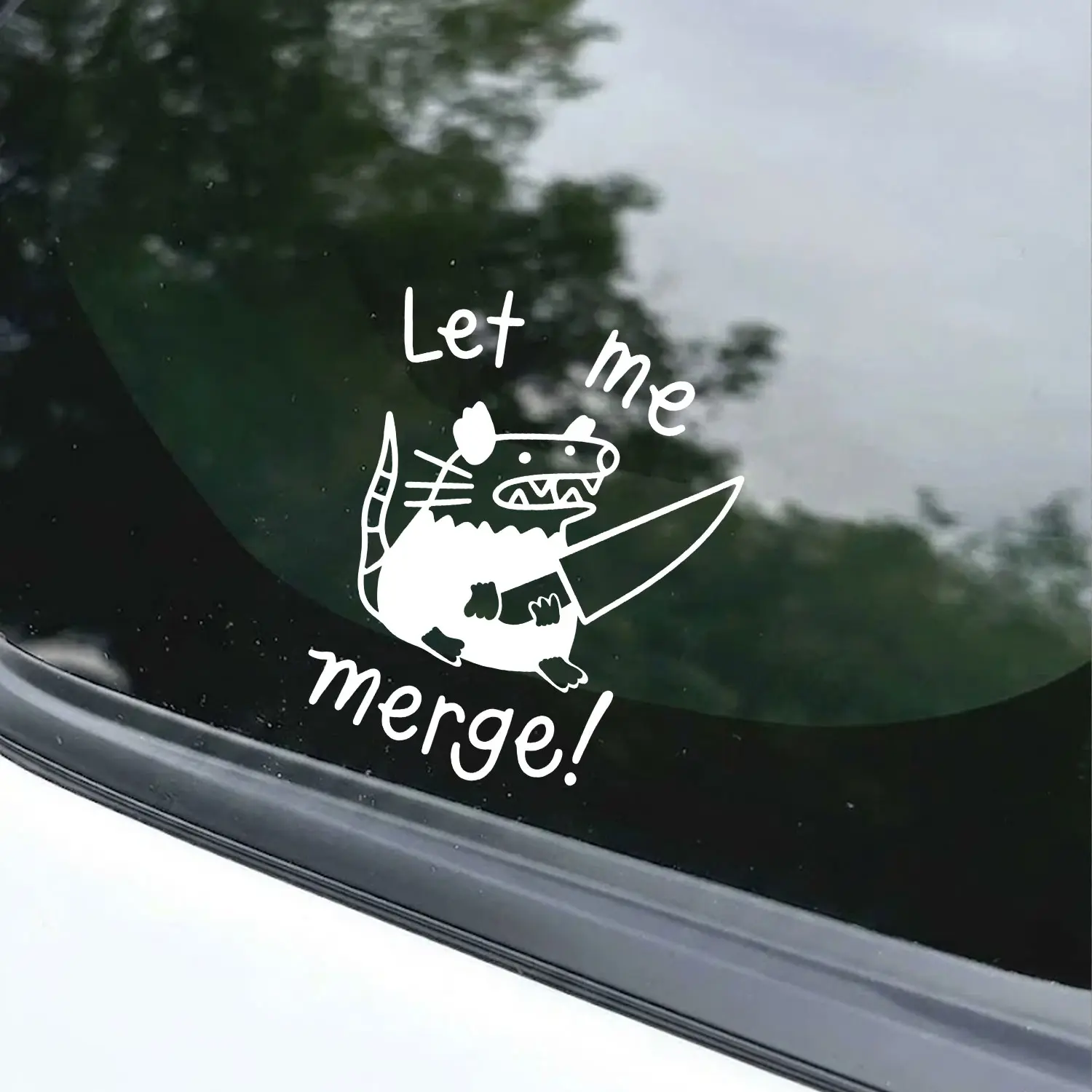 Let Me Merge Possum Car Decal Funny Possum Sticker Cute Animal Vinyl Waterproof Laptop Car Bumper Decal Gift Idea