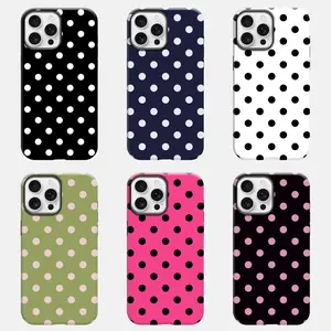 Vintage Polka Dot Phone Case for iPhone 17ProMax 16 15Plus 14 13 12Pro, Samsung Galaxy S25 S24 S23 S22, Cute Aesthetic Shockproof Cover,Trendy Durable Protection Protective Smartphone.HY71