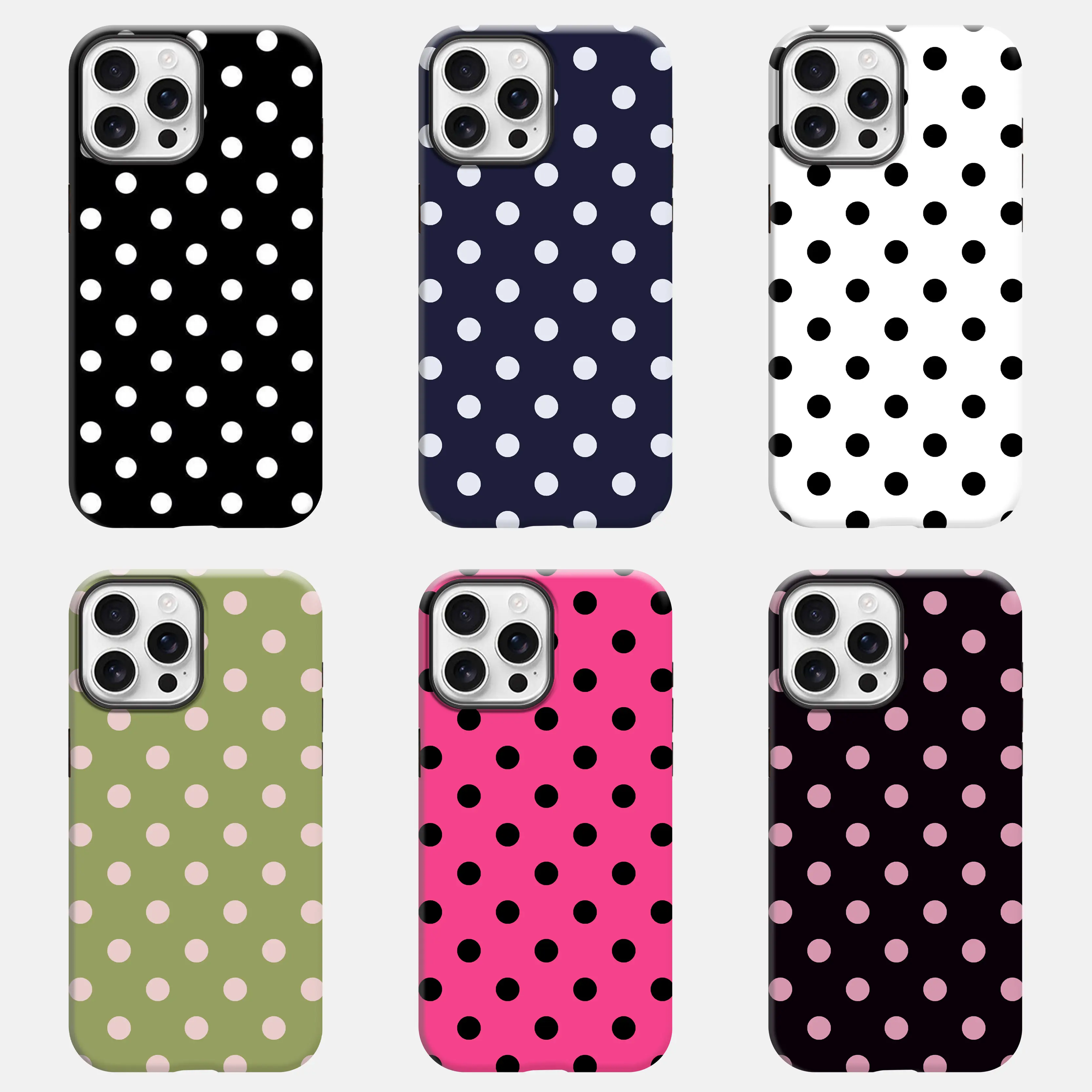 Vintage Polka Dot Phone Case for iPhone 17ProMax 16 15Plus 14 13 12Pro, Samsung Galaxy S25 S24 S23 S22, Cute Aesthetic Shockproof Cover,Trendy Durable Protection Protective Smartphone.HY71