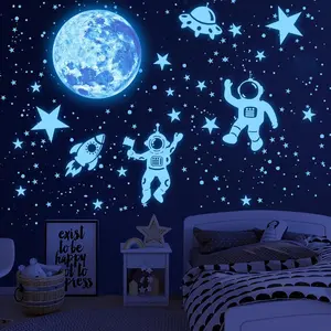 1106Pcs Glow in The Dark Stars Moon Planet Luminous Astronaut Universe Galaxy Space Wall Stickers for Kids Boys Bedroom Ceiling Christmas Gift