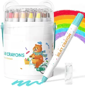 12-Color Crayons for Toddlers 1-3 and Kids 4-8, Non-Toxic Washable Crayons, Ultra-Silky Easy-Grip Art Supplies, Ideal Coloring Gift for Boys and Girls