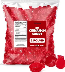 Cinnamon Hard Candy Discs 2 lbs Bulk Pack Christmas Candies - Approx. 150 Individually Wrapped Spicy Cinnamon Flavored Hard Candies for Parties, Offices & Treats