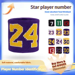 2 pack Numbered Sports Wristbands - Sweat-Absorbent Non-Slip for Tennis, Basketball, Rugby & Running