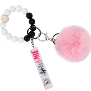 Credit Card Grabber For Long Nails Silicone Beads Bracelet Keychain