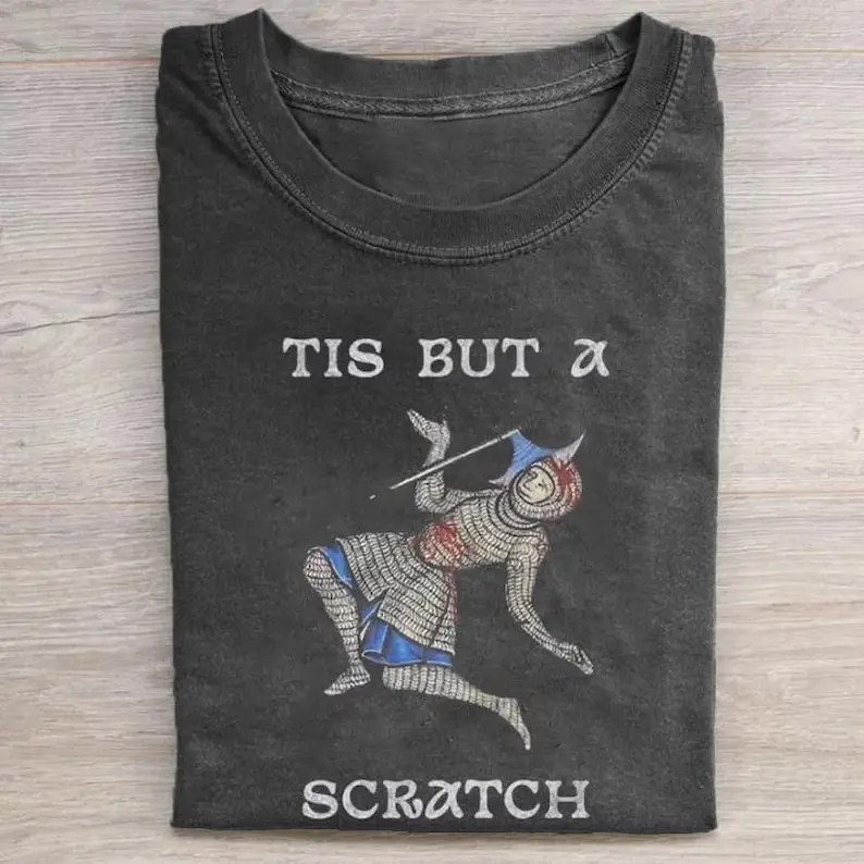 Tis But A Scratch Shirt, Funny Medieval Knight Tee, Monty Python Quote Gift, Vintage Distressed Graphic Shirt, Knight Meme Apparel Geek Gift