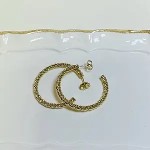 Hoop /Argollas larger 50 mm For women Elegant Laminado 14k capas Oro Real Alta Calidad Uso Diario