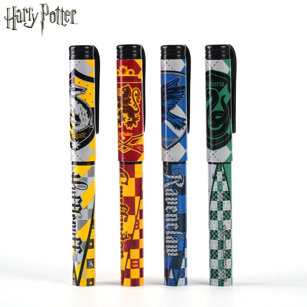 4pcs Harry Potter Ball Point Pens Gift Bundle, Officially Licensed Pens for Gryffindor Slytherin Ravenclaw Hufflepuff, Ideal Office School Supplies Ballpoint Pen Kit Cool Pens