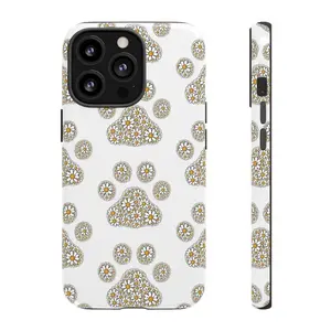 Dog Paw Print Phone Case - Cute Animal Lover Gift, Dog Mom Gift, Flower Phone Case,phone Case Suitable for Iphone 11/12/13/14/15/16/17 Pro Promax Plus Air and Samsung S22/S23/S24/S25 Plus Ultra Fe,the Gift of Mother's Day