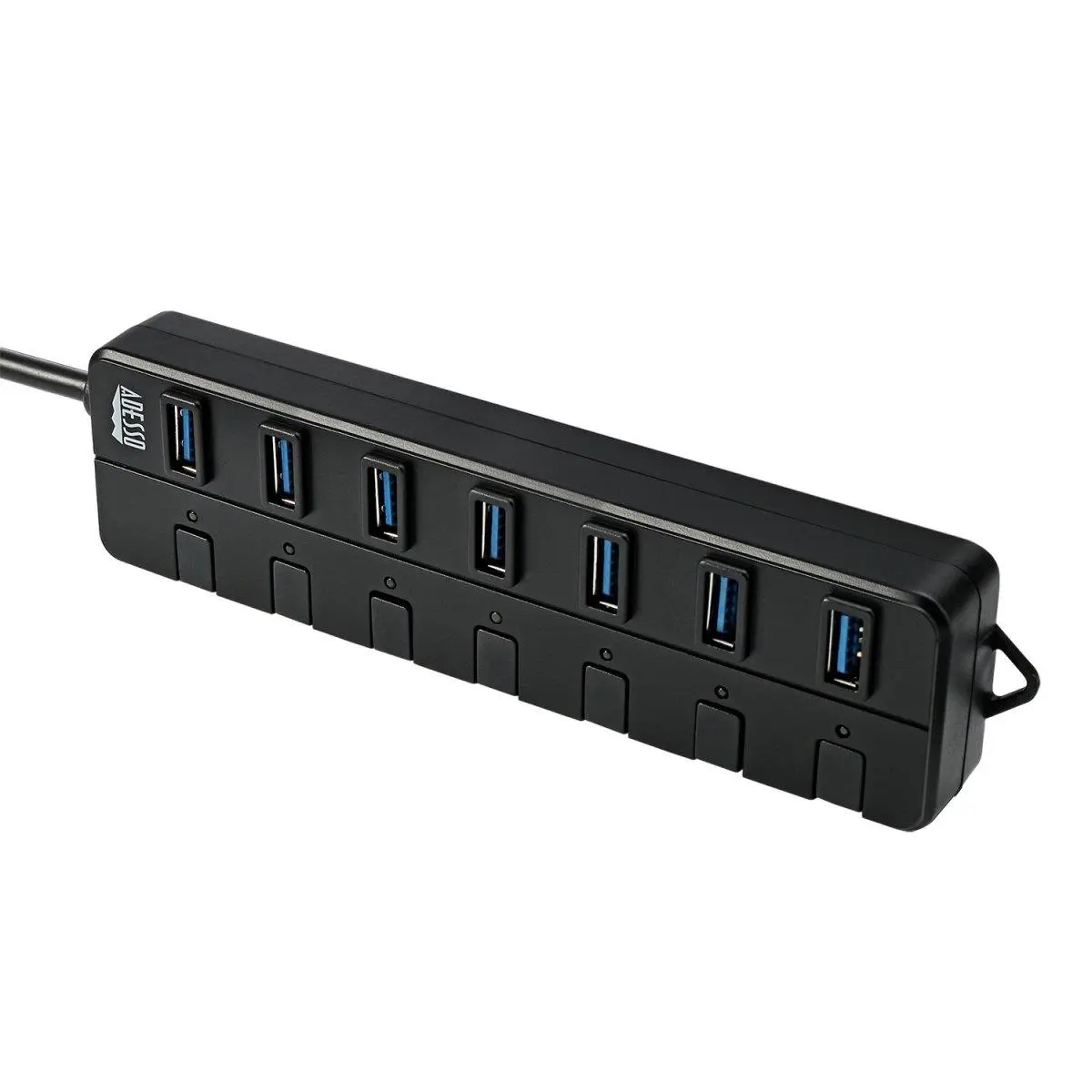 Adesso AUH-3070P 7-Port USB 3.0 Port Expander Hub, Portable & Lightweight Power Saving Device with Individual Switch, 2 ft. AC Power Adapter, Supports Up to 7 Devices & Windows Compatibility