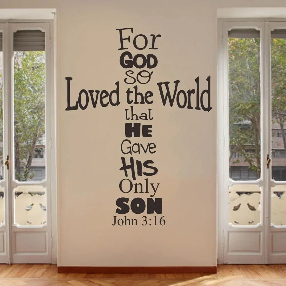 Christian Wall Decals Bible Verse Wall Stickers Cross Wall Art Suitable for use in The Homes, Churches, and auditoriums of Christians effe Size 28"x37" JWH149 (Black)