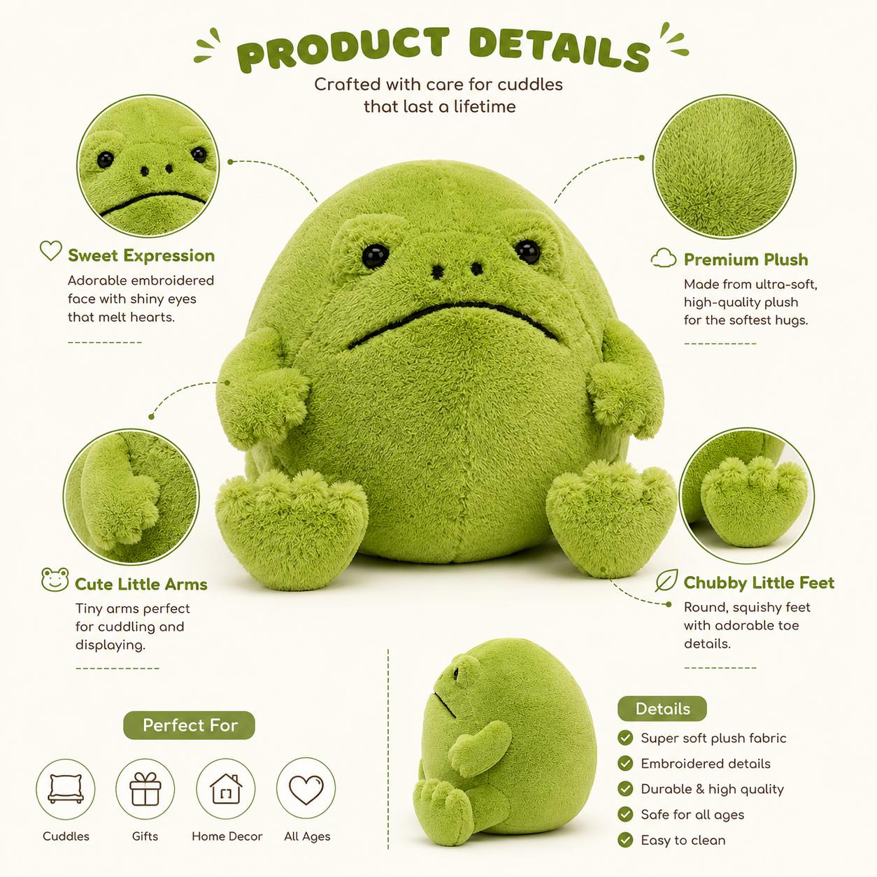 Jellycat Grumpy Frog Plush – Soft Green Stuffed Animal, Cute Funny Frog Toy, Cozy Gift for Kids & Frog Lovers Jellycat Grumpy Frog Plush – Soft Green Stuffed Animal, Cute Funny Frog Toy, Cozy Gift for Kids & Frog Lovers