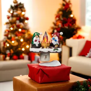 Christmas Gnome Campfire Flickering Light Xmas Elf Dwarf LED Flame Night Lamp Home Office Bedroom Indoor Decoration Ornament