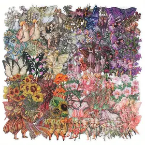 180-Piece Transparent Flower Fairy Butterfly Vintage Scrapbook Sticker Set for Journaling Scrapbooking & DIY Crafts Vintage Decorative Stickers for Planners Cards & Albums