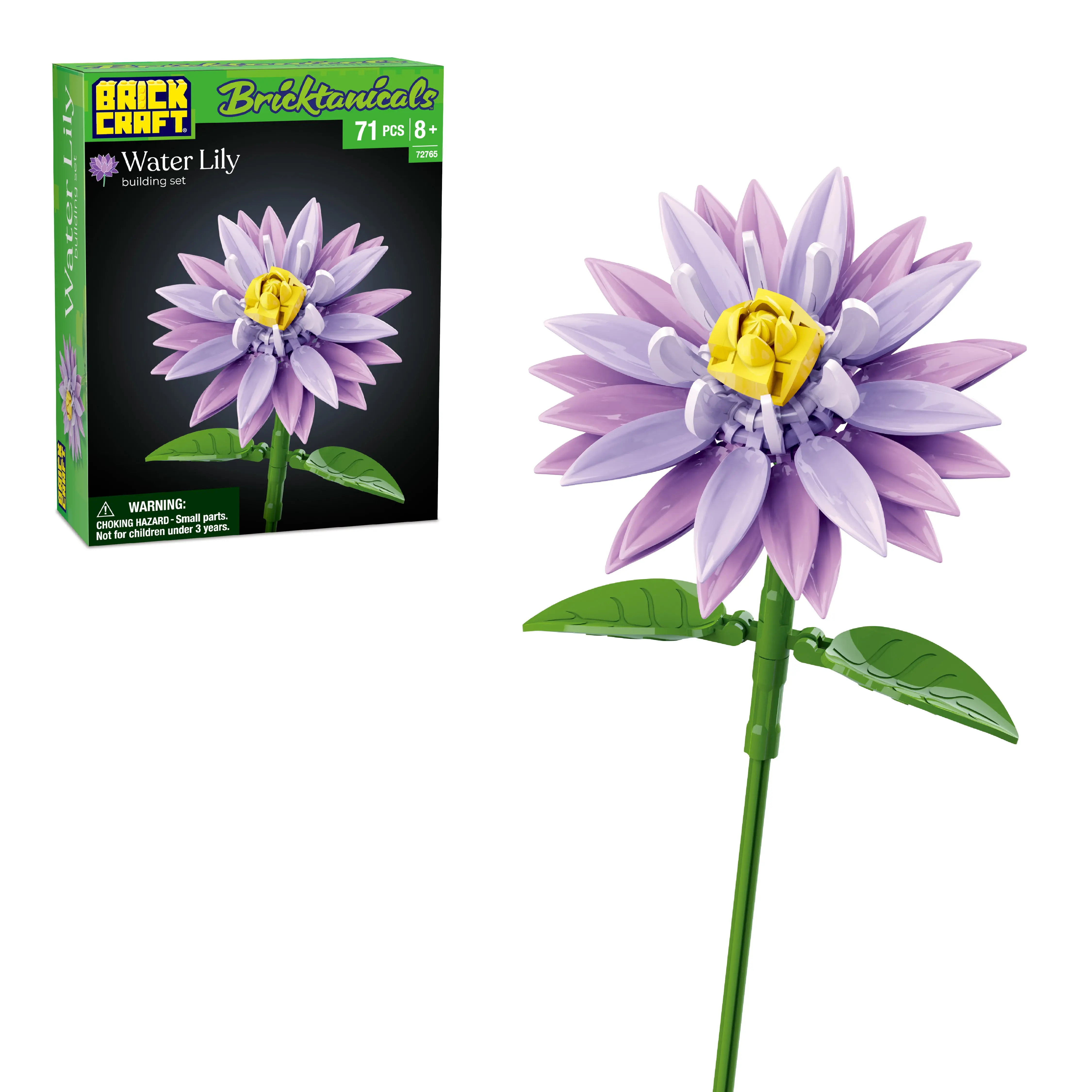 Brickcraft Bricktanicals Water Lily Flower Building Set, 71-Piece Collectible Model Kit for Adults & Teens 8+