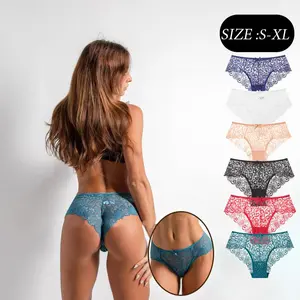 Women's 6-Piece Assorted Color Contrast Lace Panty Set - Mid-Rise Floral Soft Breathable Mesh Bikini Briefs, Bow Decor, Healthy Gusset, Gorgeous Sexy Everyday Underwear, Spring Statement