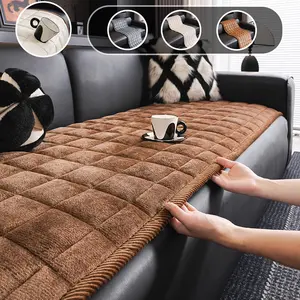 Thick Sofa Cushion, Sofa Couch Protector, Sofa Couch Covers, Simple Plain Quilted Design, Flannel Fabric, Reusable, Non-Slip, Pet Friendly, Fits 1/2/3/4 Seat Sofas, Modern Home Decor