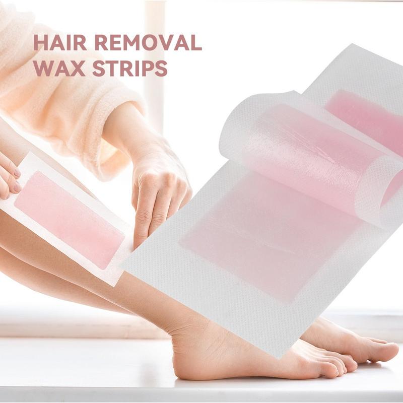 10PCS Wax Strips for Hair Removal, 1-Minute Hair Removal Waxing Kit for Women, Double-Sided Design Wax Strip for Face Arms Legs Chest Back Bikini/Brazilian Full Body Waxing Strips & 2 Oil Wipes - Easy to Use