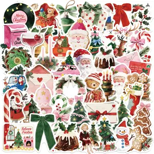 50pcs Cartoon Christmas Aesthetic Graffiti Series Stickers, Sticker Decals, Suitable for Faith Based Designs Such As Scrapbooks, Diaries, Laptops, Water Bottles, Cars, Etc., with Positive Messages As Gifts
