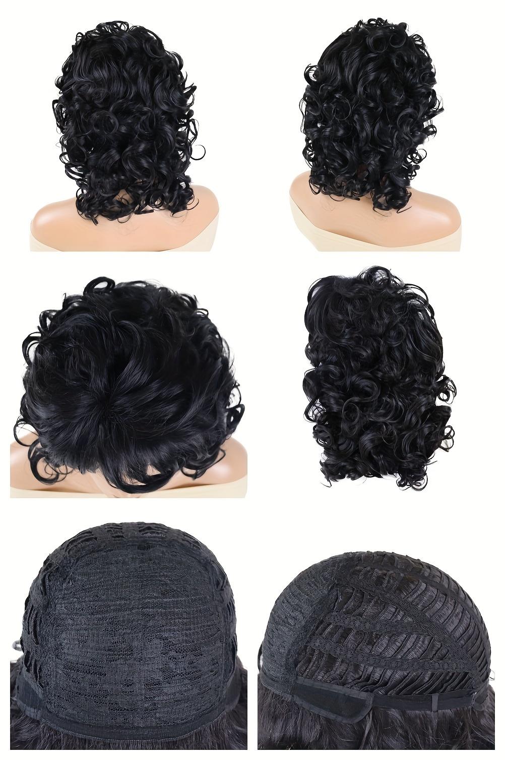 GNIMEGIL Elegant Curly Wave Wig for Women - High Temperature Fiber, Rose Net Cap, 100% Density, Vintage Mid-Length Style, Suitable for All People