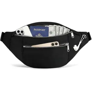 Large Crossbody Fanny Pack with 4-Zipper Pockets,Gifts for Enjoy Sports Festival Workout Traveling Running Casual Hands-Free Wallets Waist Pack Phone Bag Carrying All Phones