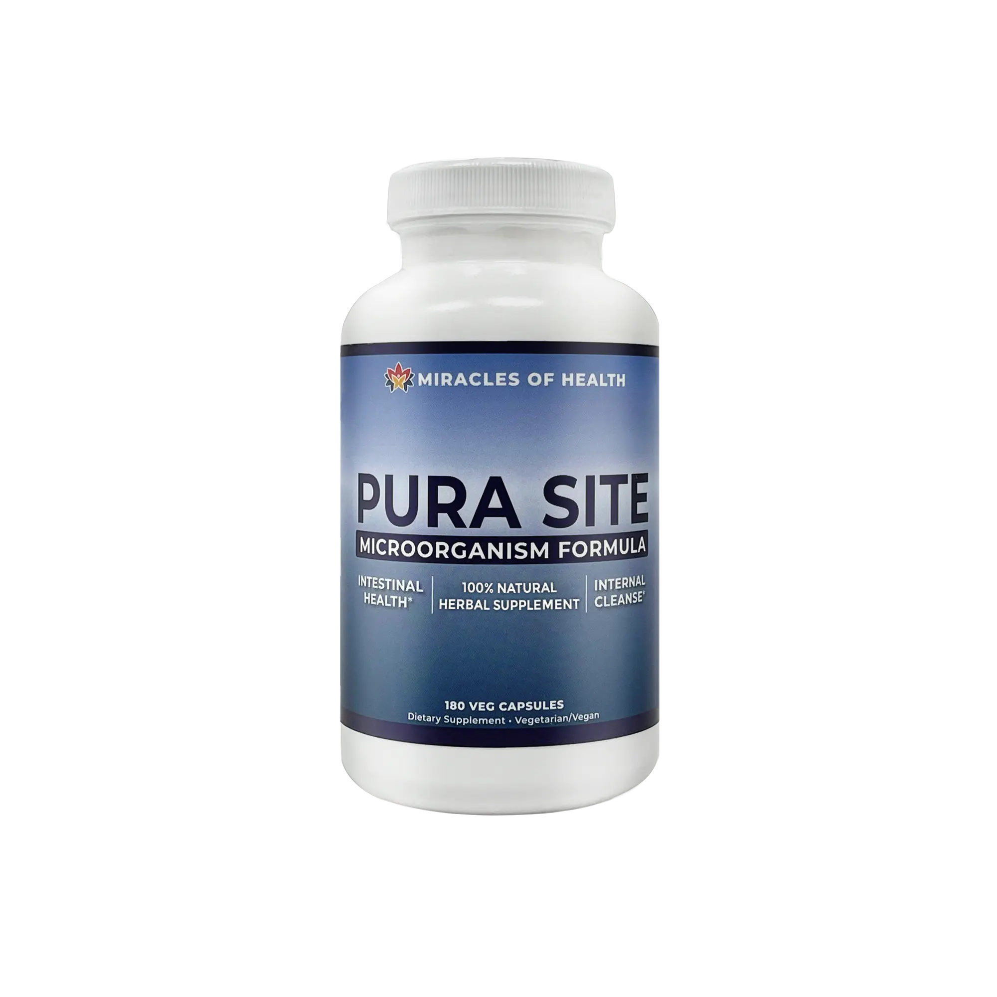 Miracles of Health Pura Site Microorganism Formula for Intestinal Health - Anti-Parasitic, Anti-Bacterial, Anti-Fungal Herbal Supplement for Digestive Balance and Toxin Clearance
